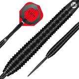Black darts with a red and gray target on a white background