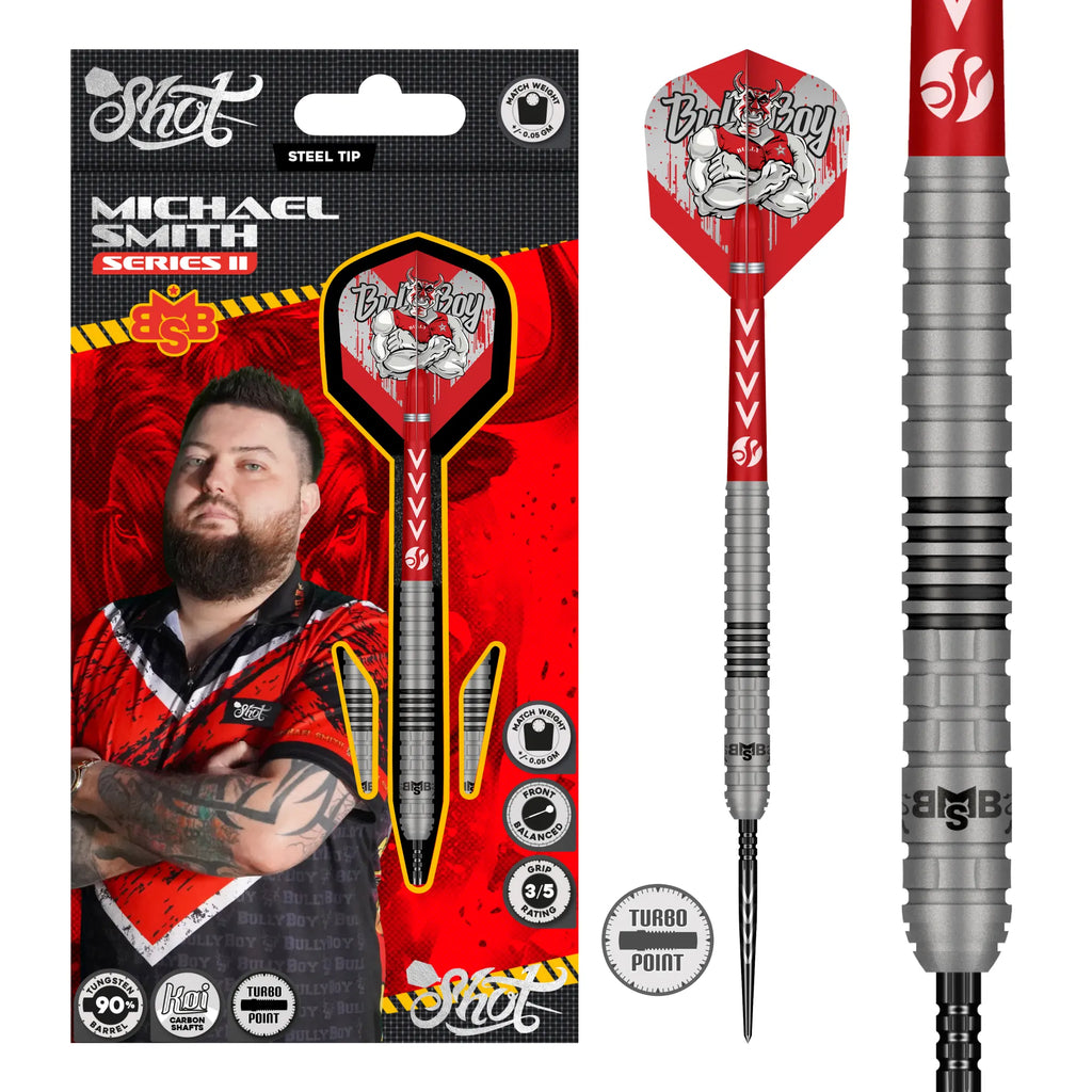 Michael Smith Series II Steel Tip Dart Set-90% Tungsten Barrels