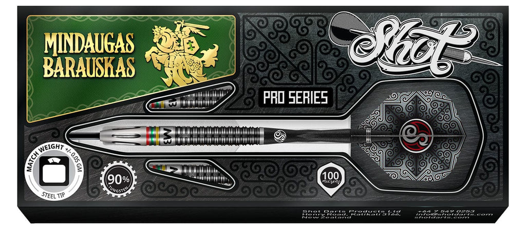 Shot Pro Series-Mindaugas Barauskas Steel Tip Dart Set-25gm - Shot Darts New Zealand