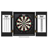 Dartboard cabinet with two scoreboards on a white background
