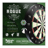 Dartboard packaging with 'Rogue' branding on a green background