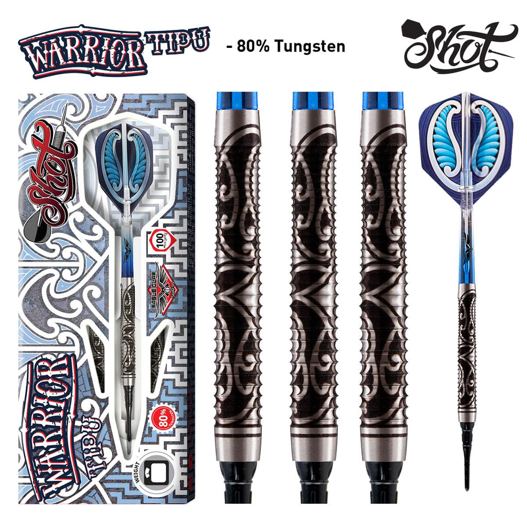 Warrior Tipu Soft Tip Dart Set-80% Tungsten - Shot Darts New Zealand