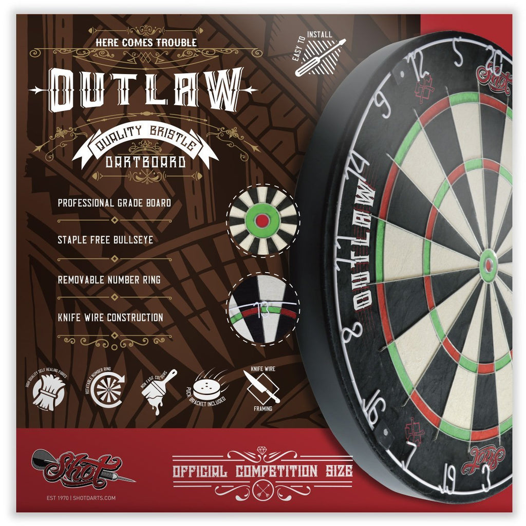 Outlaw Bristle Dartboard - Shot Darts New Zealand